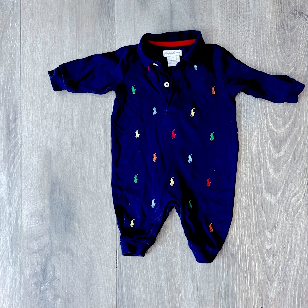 RALPH LAUREN Long Sleeve Footie 3M Baby Boy